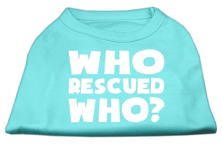 Who Rescued Who Screen Print Shirt Aqua Sm